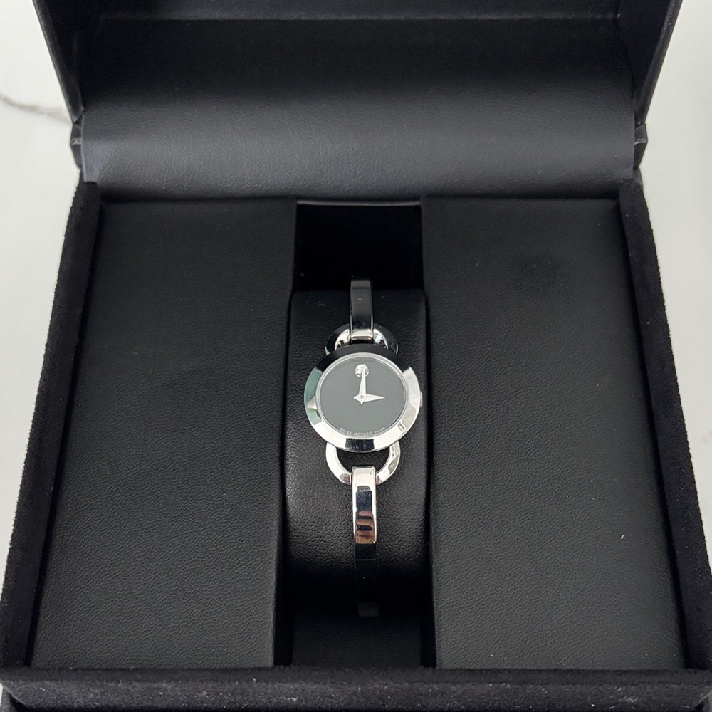Elegant Black and Silver Movado Watch